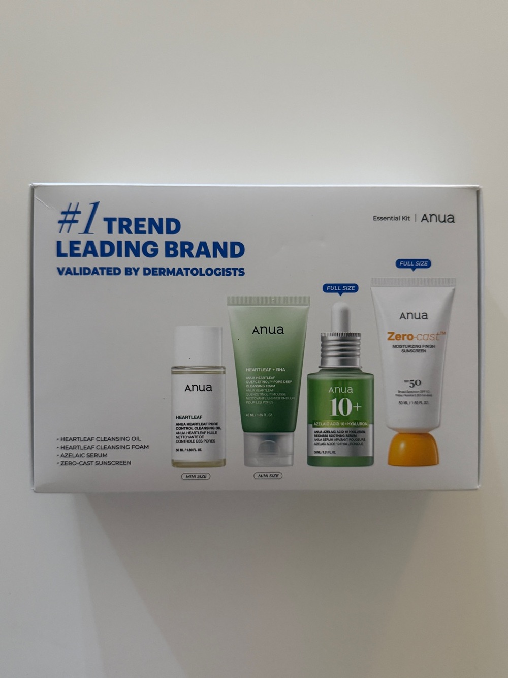 Anua Skincare Essential Kit (Cleansing Oil, Cleansing Foam, Azaleic, Sunscreen)